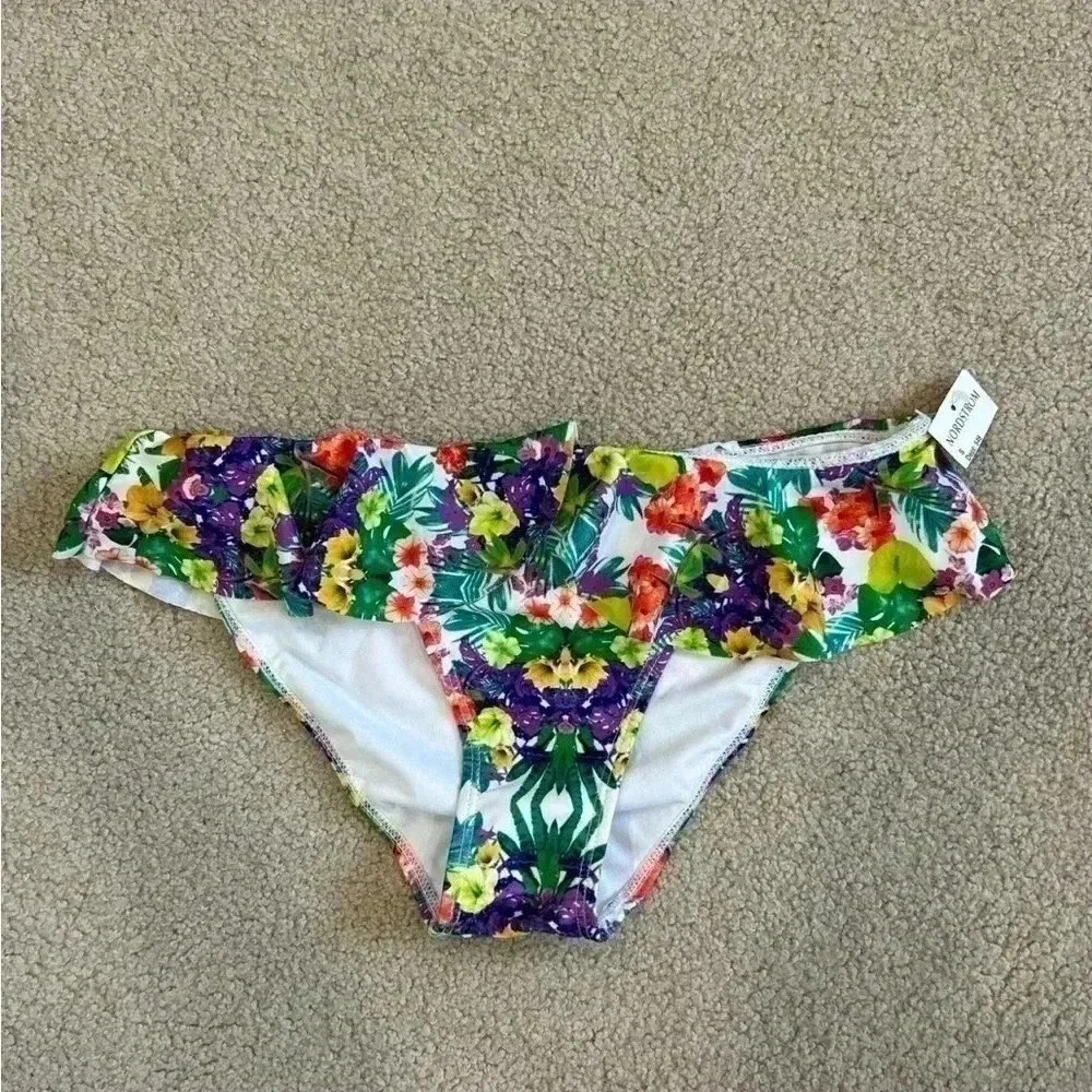 New with tags bp colorful floral ruffle bikini bottoms in size small